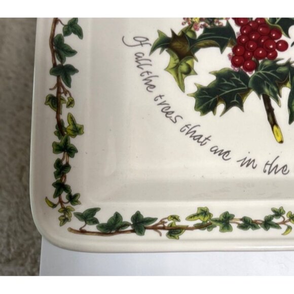 Portmeirion Botanic Garden Holly & Ivy Square Salad Plate 8.5" Christmas - Picture 4 of 6